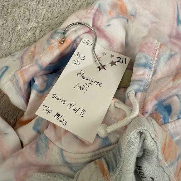 Hollister Hoodie Shorts Set Women's Small Multicolor Marbled - Picture 3 of 6